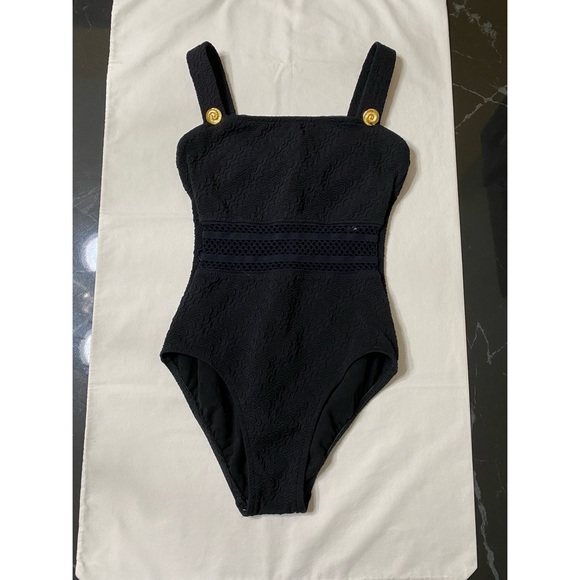 Mainstream Swim Vintage Mainstream Black Lace One Piece Swimsuit